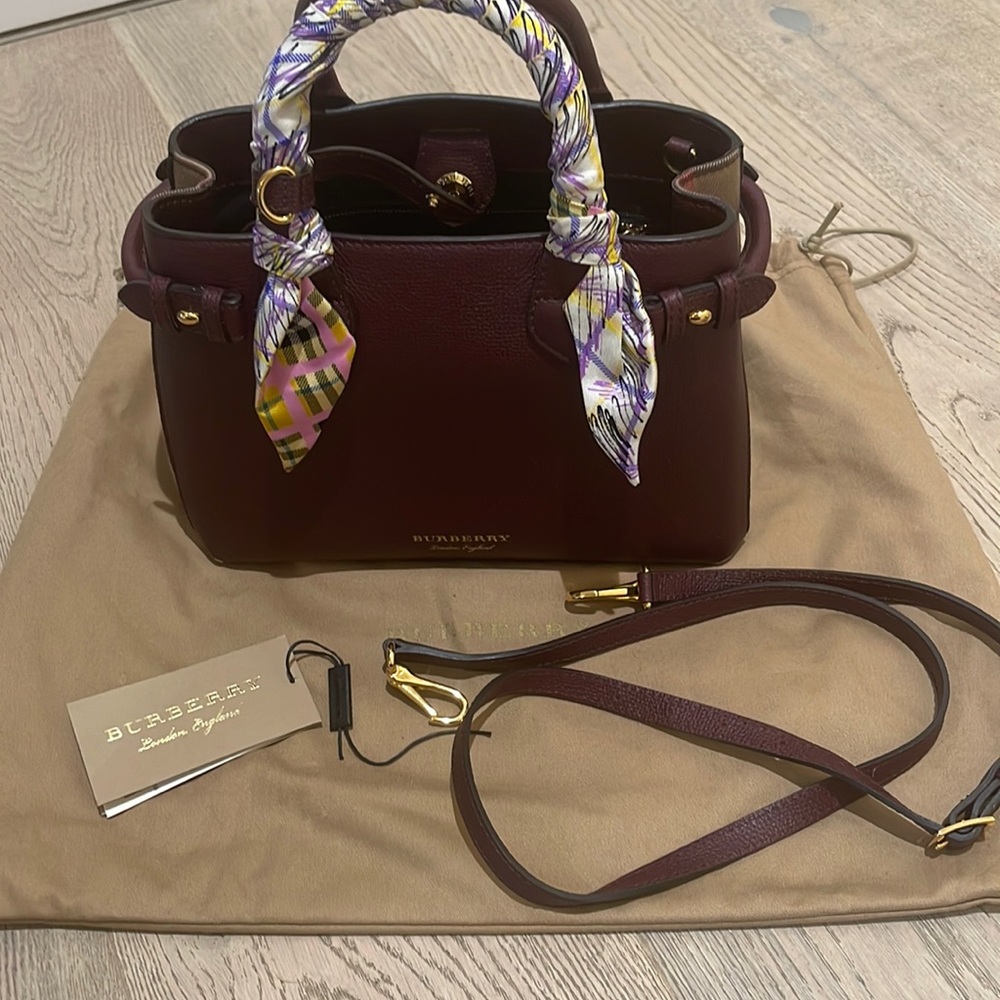 COPY - Burberry Small Banner Tote - wine